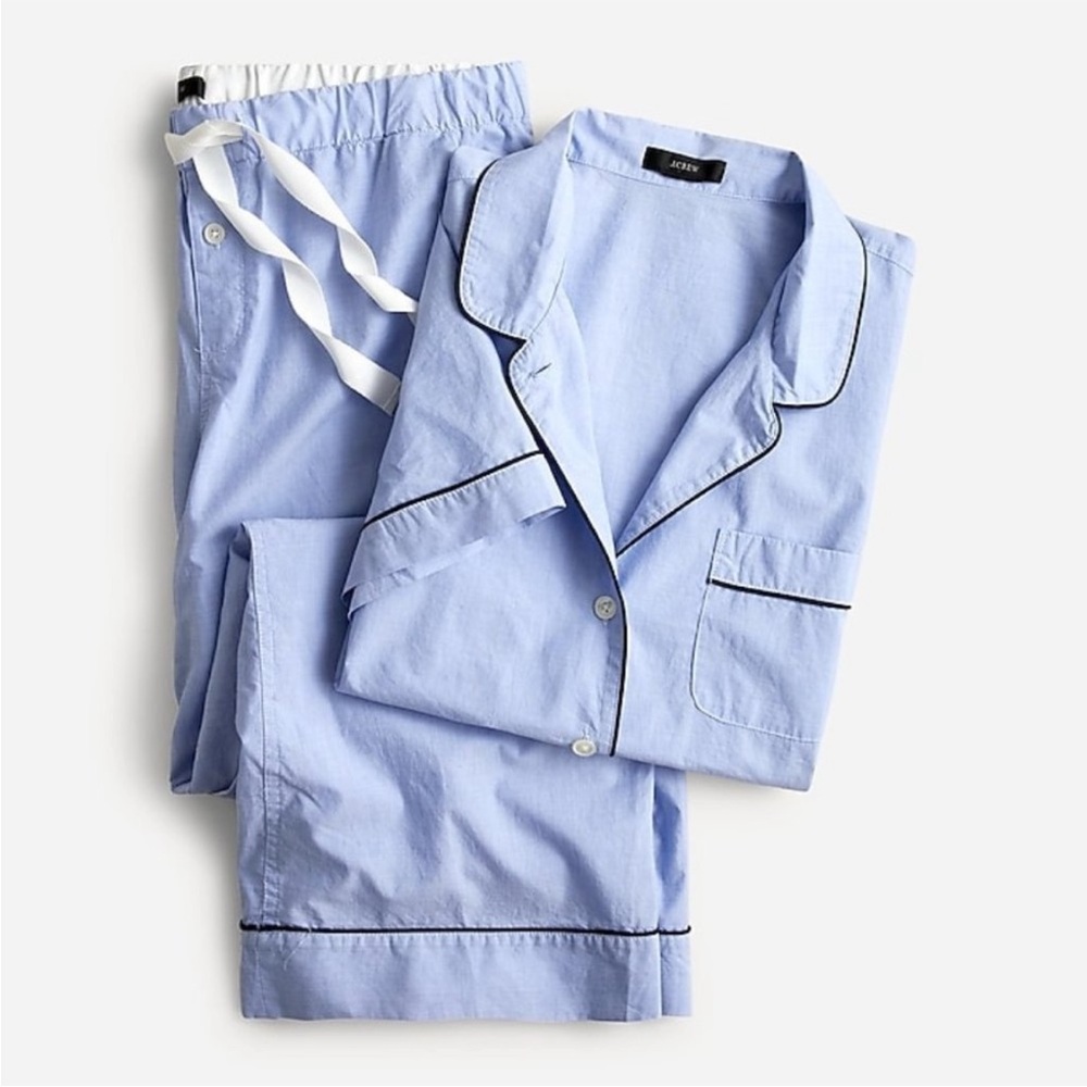 J Crew End-on-end 100% cotton long-sleeve pajama set Size XS Hydrangea Blue